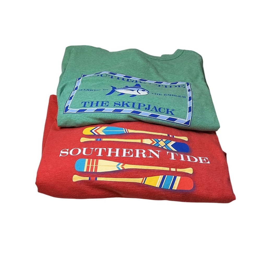 Southern Tide Mens XXL Long Sleeve Graphic T-Shirt Bundle Red Green Skipjack